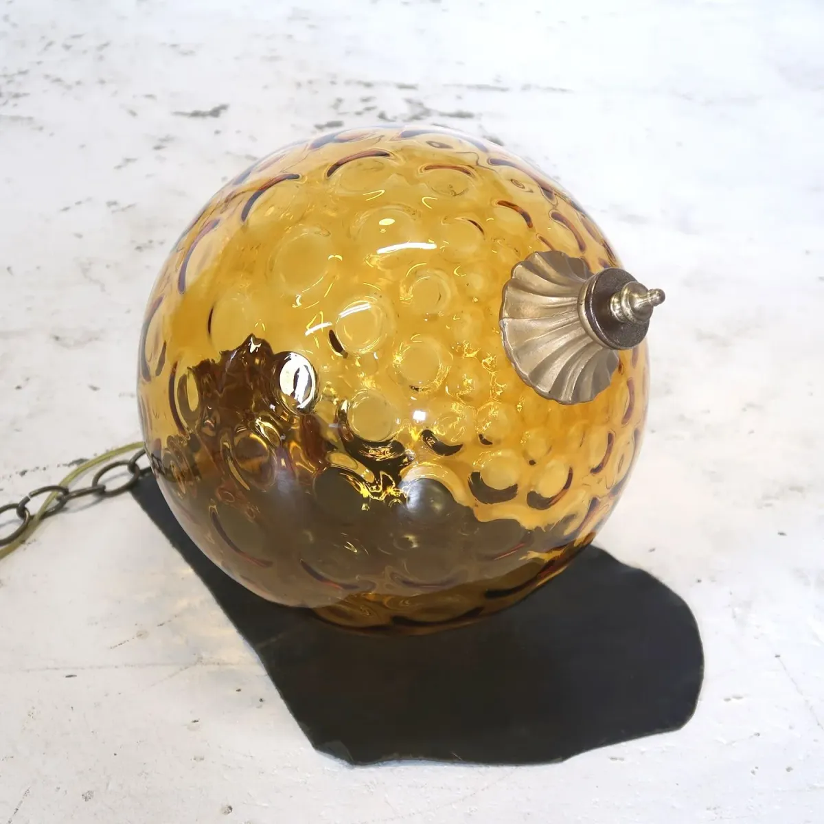 アンティーク アンバーガラス ペンダントランプ