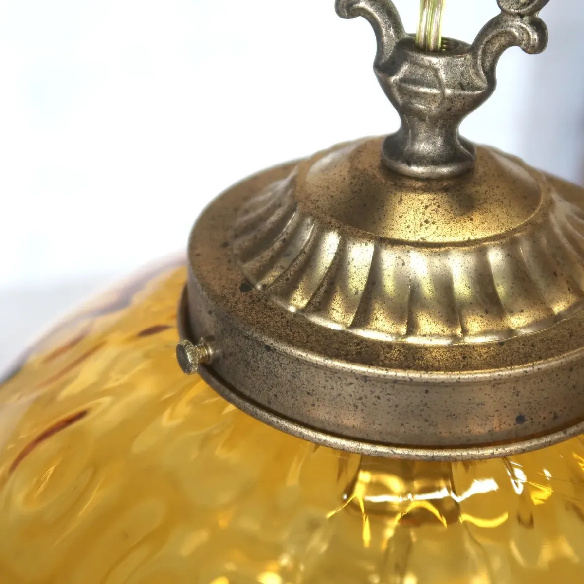 アンティーク アンバーガラス ペンダントランプ