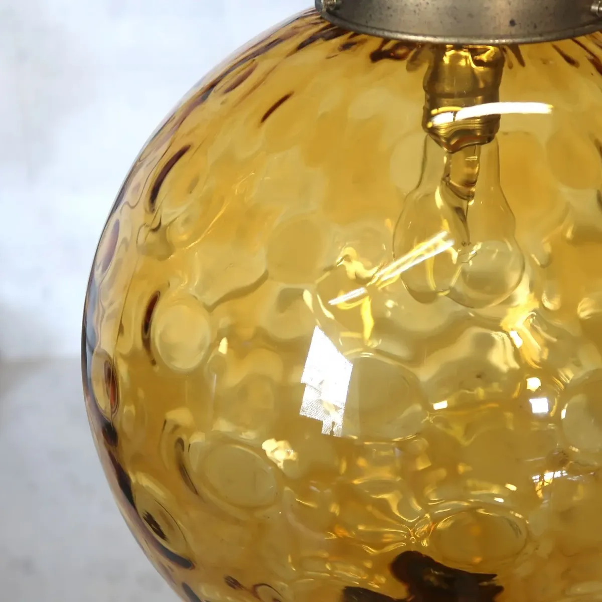 アンティーク アンバーガラス ペンダントランプ