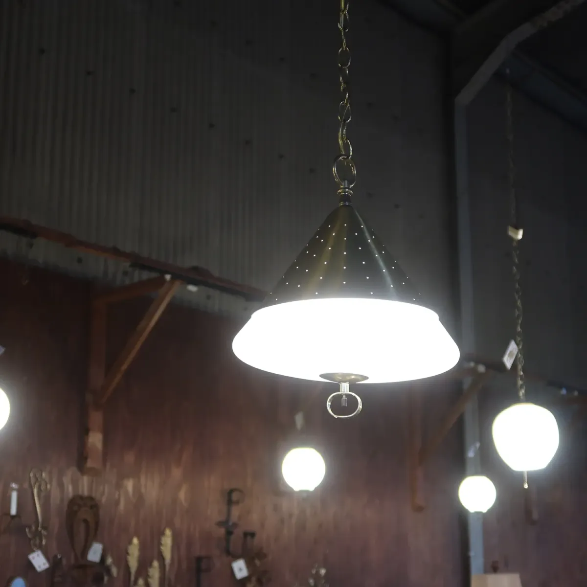 50's ミッドセンチュリー ペンダントランプ 3灯