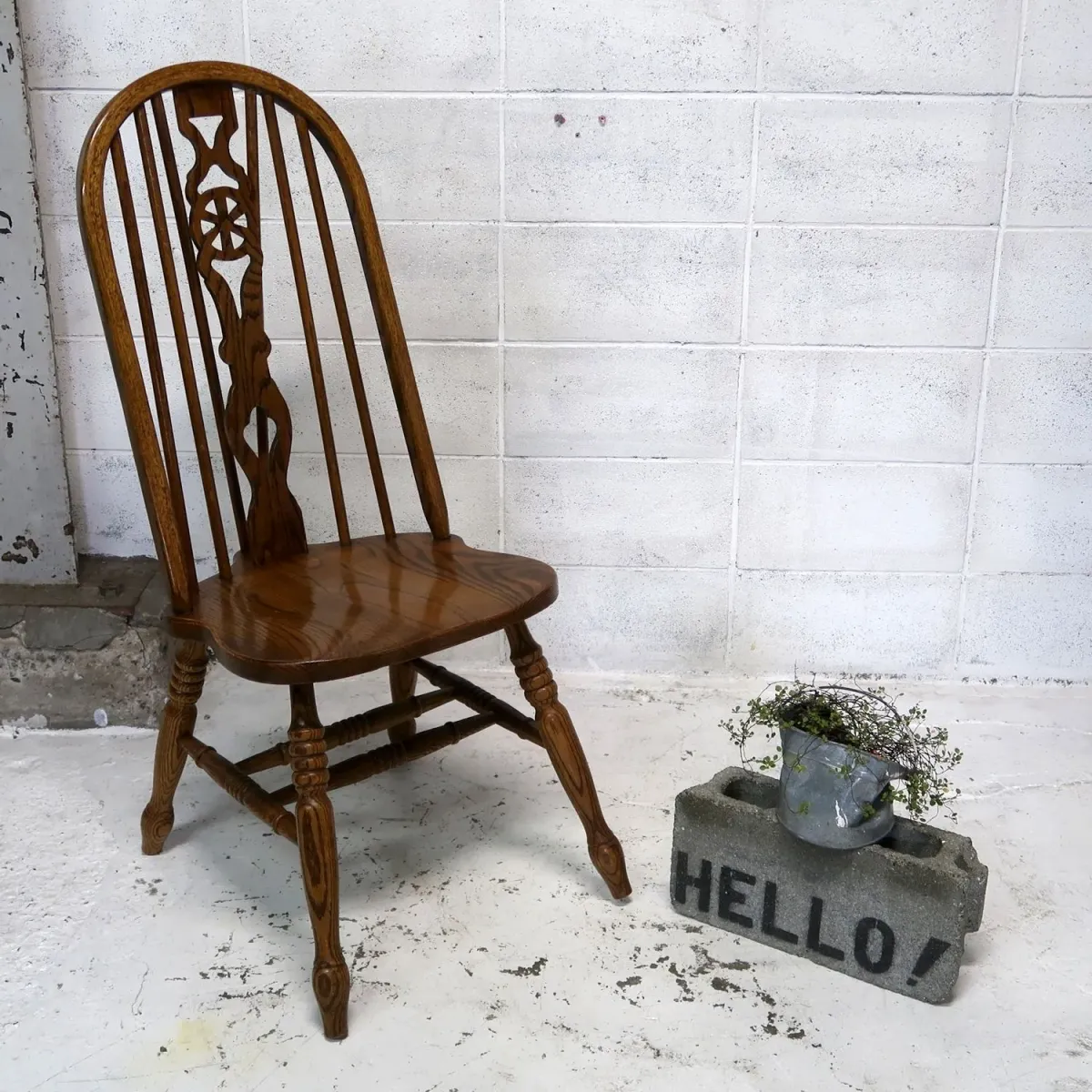 アンティーク ウッド ハイバックチェア オーク