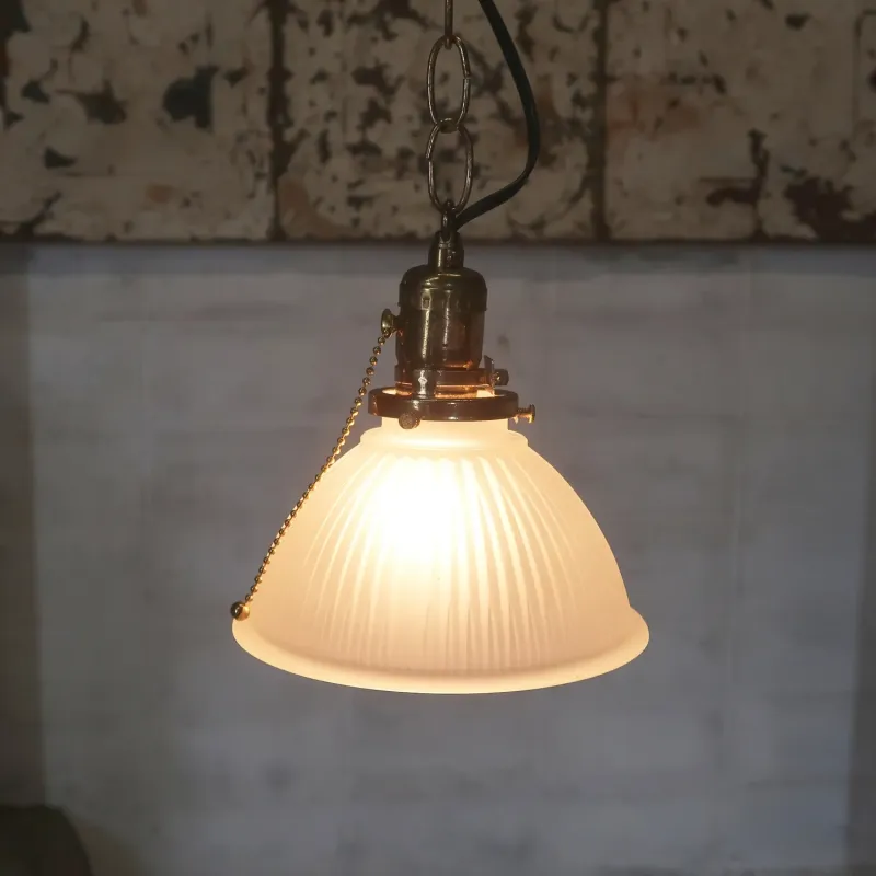 アンティーク フロストガラス ペンダントランプ