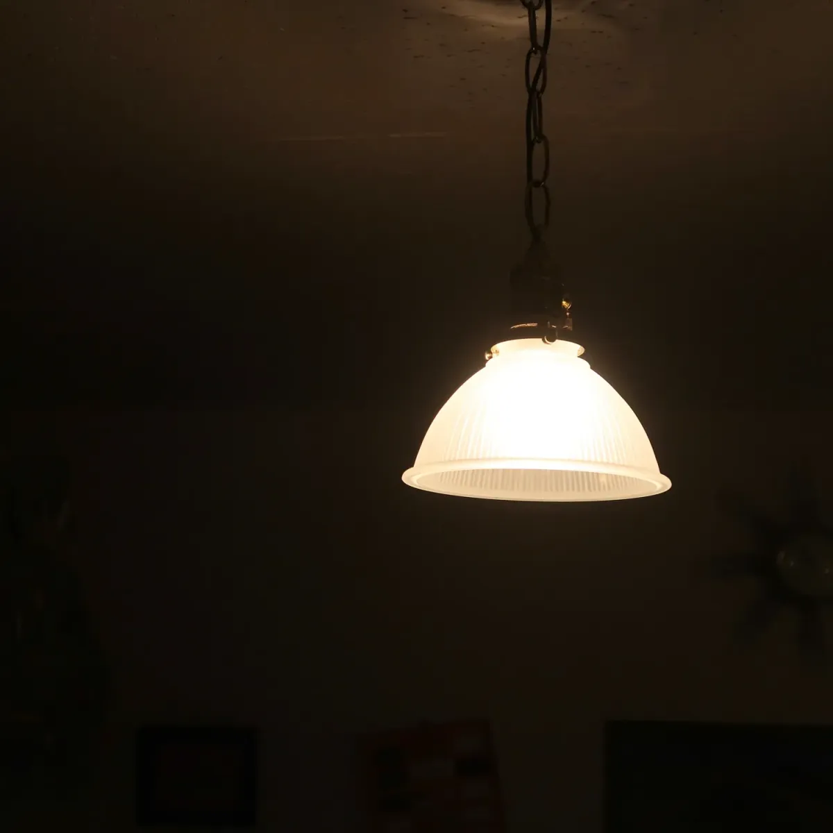 アンティーク フロストガラス ペンダントランプ