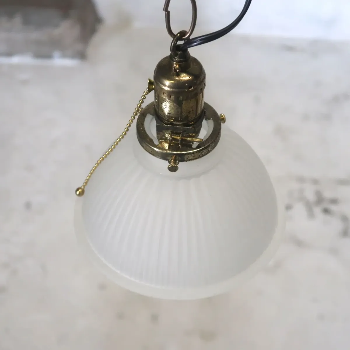 アンティーク フロストガラス ペンダントランプ