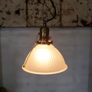 アンティーク フロストガラス ペンダントランプ