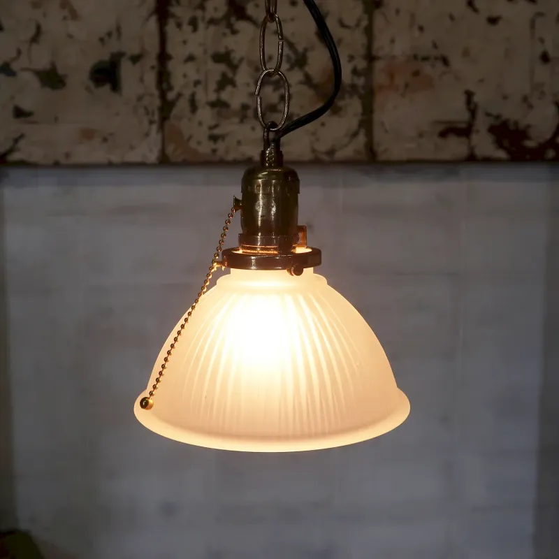 アンティーク フロストガラス ペンダントランプ