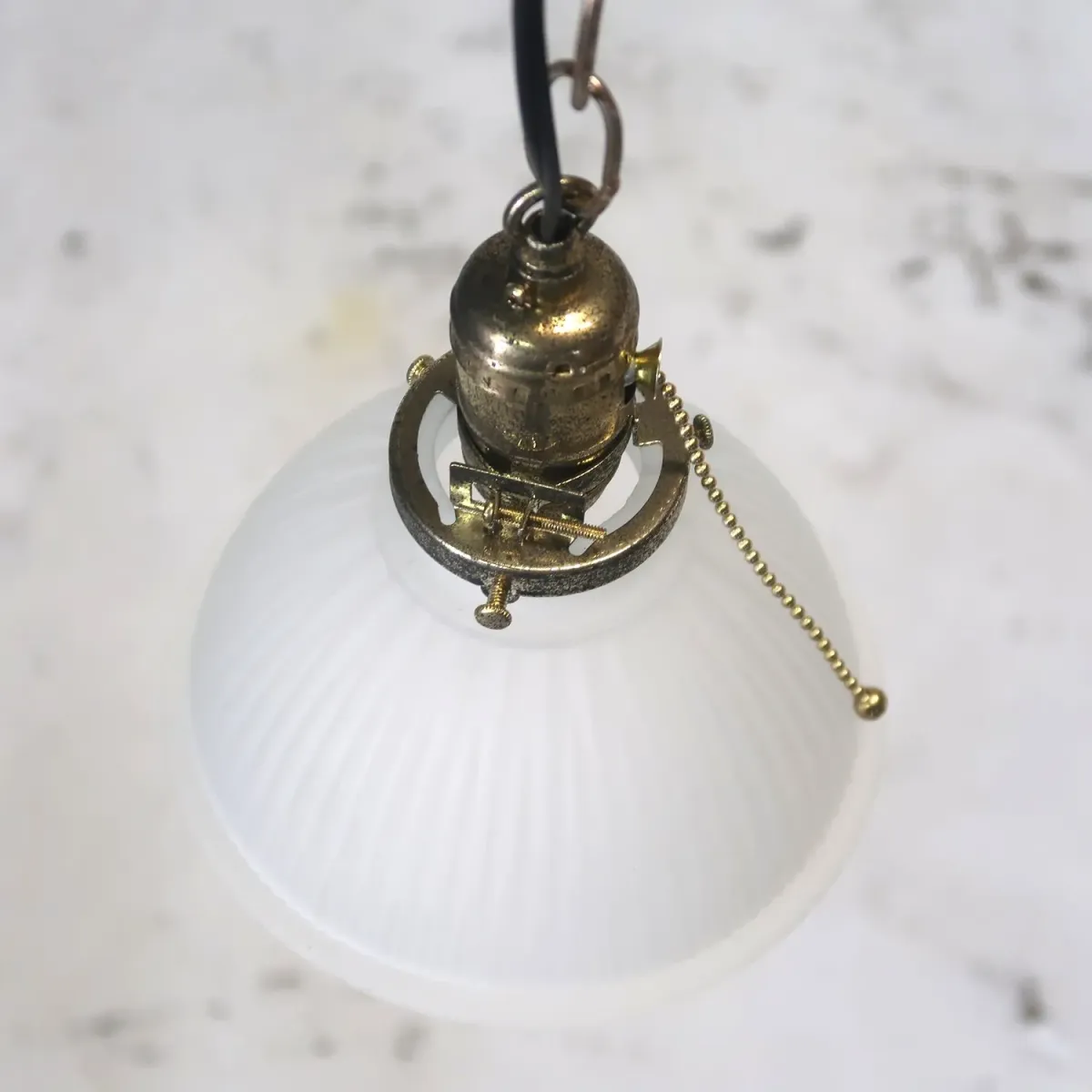 アンティーク フロストガラス ペンダントランプ