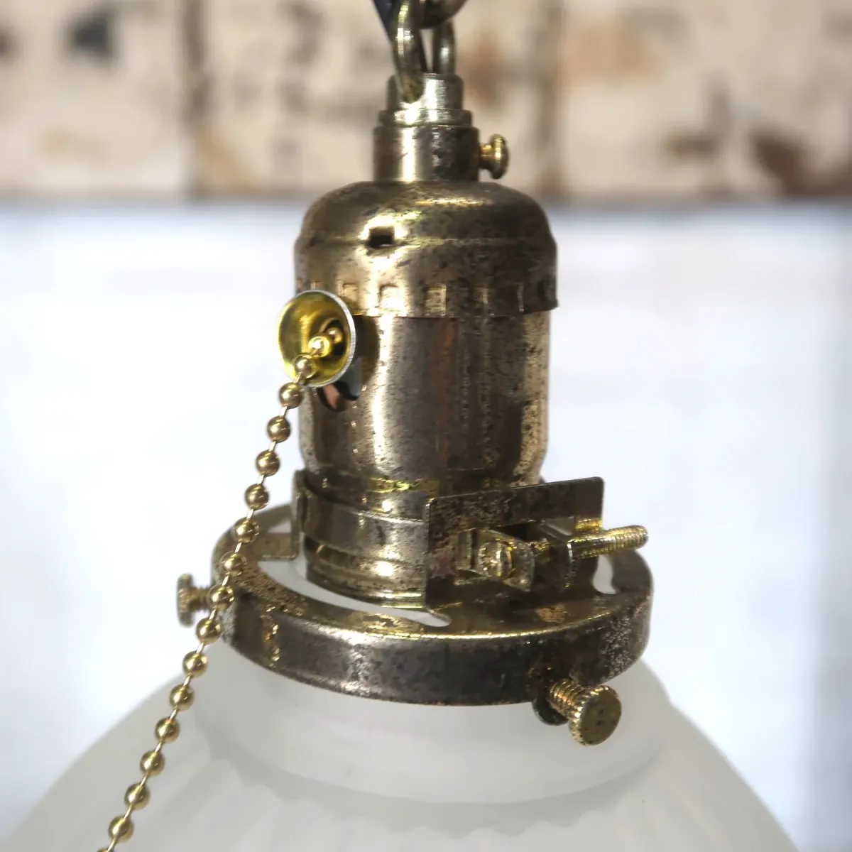 アンティーク フロストガラス ペンダントランプ