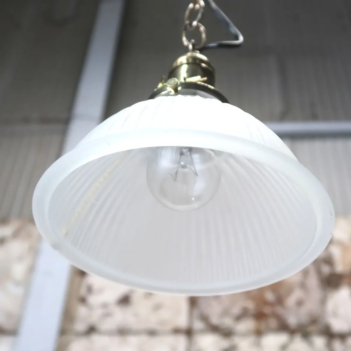 アンティーク フロストガラス ペンダントランプ