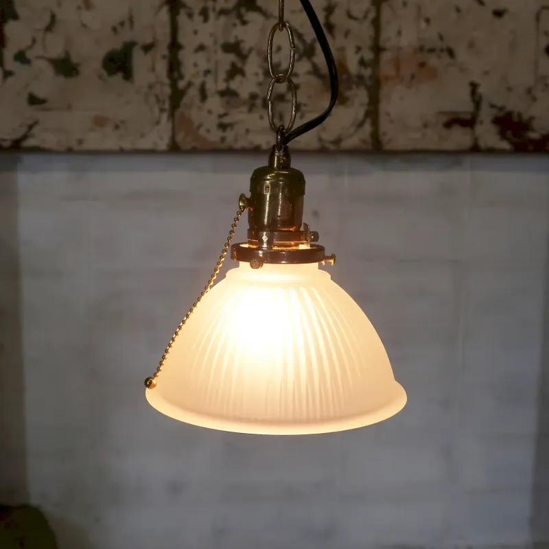 アンティーク フロストガラス ペンダントランプ