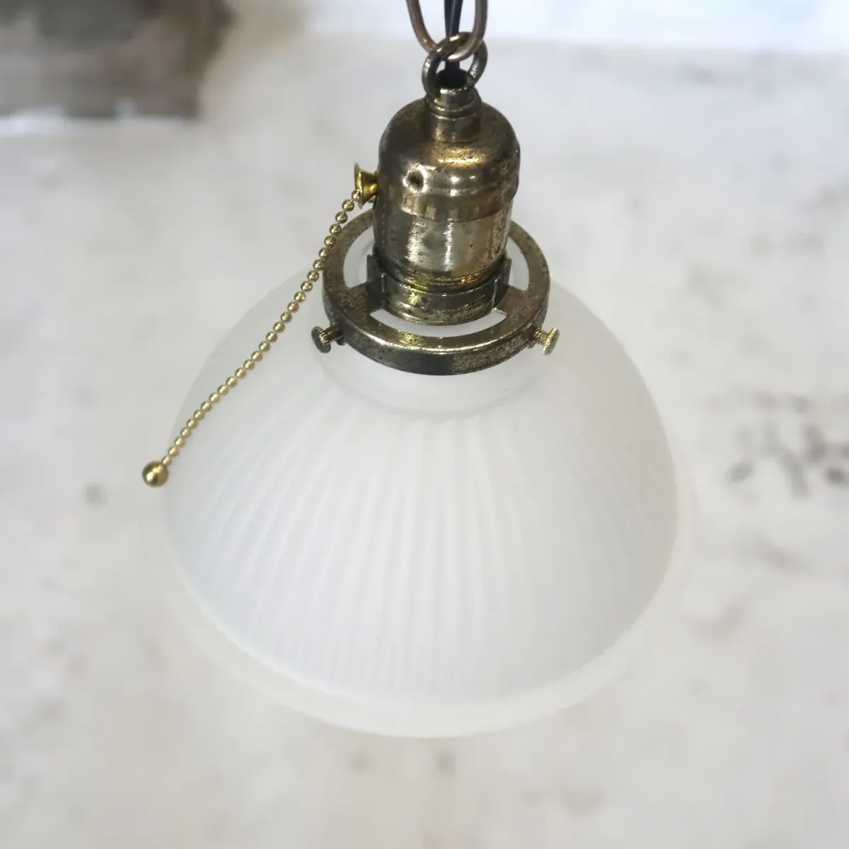 アンティーク フロストガラス ペンダントランプ