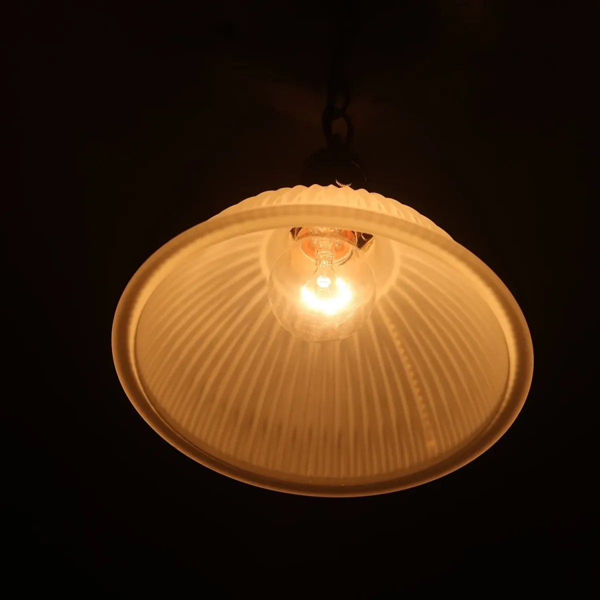 アンティーク フロストガラス ペンダントランプ