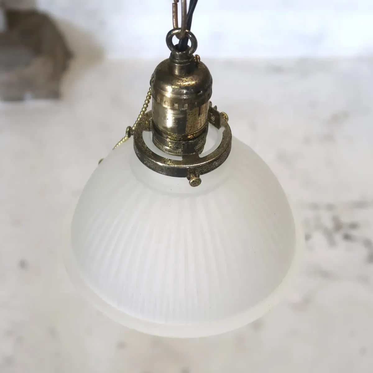 アンティーク フロストガラス ペンダントランプ