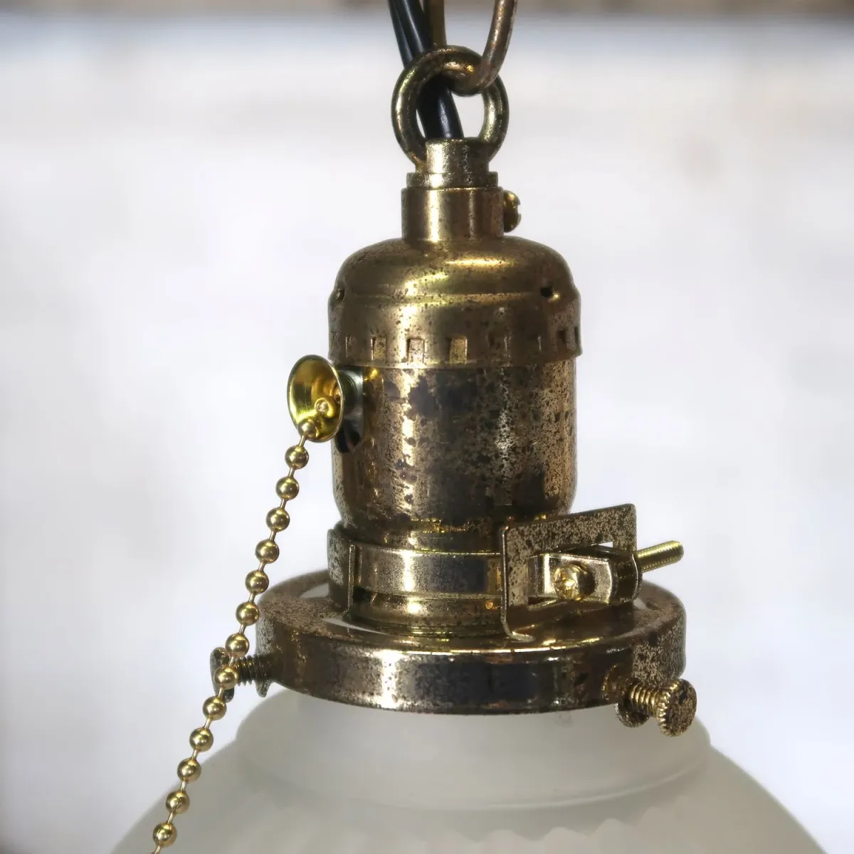 アンティーク フロストガラス ペンダントランプ