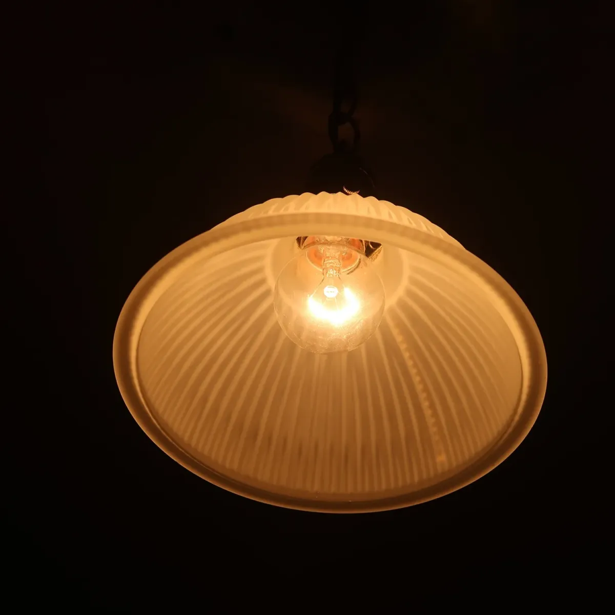 アンティーク フロストガラス ペンダントランプ