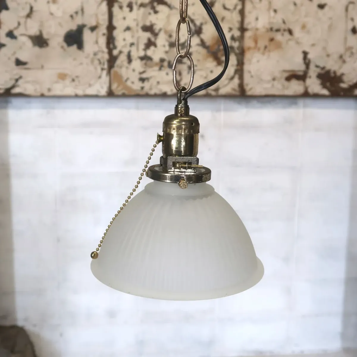 アンティーク フロストガラス ペンダントランプ