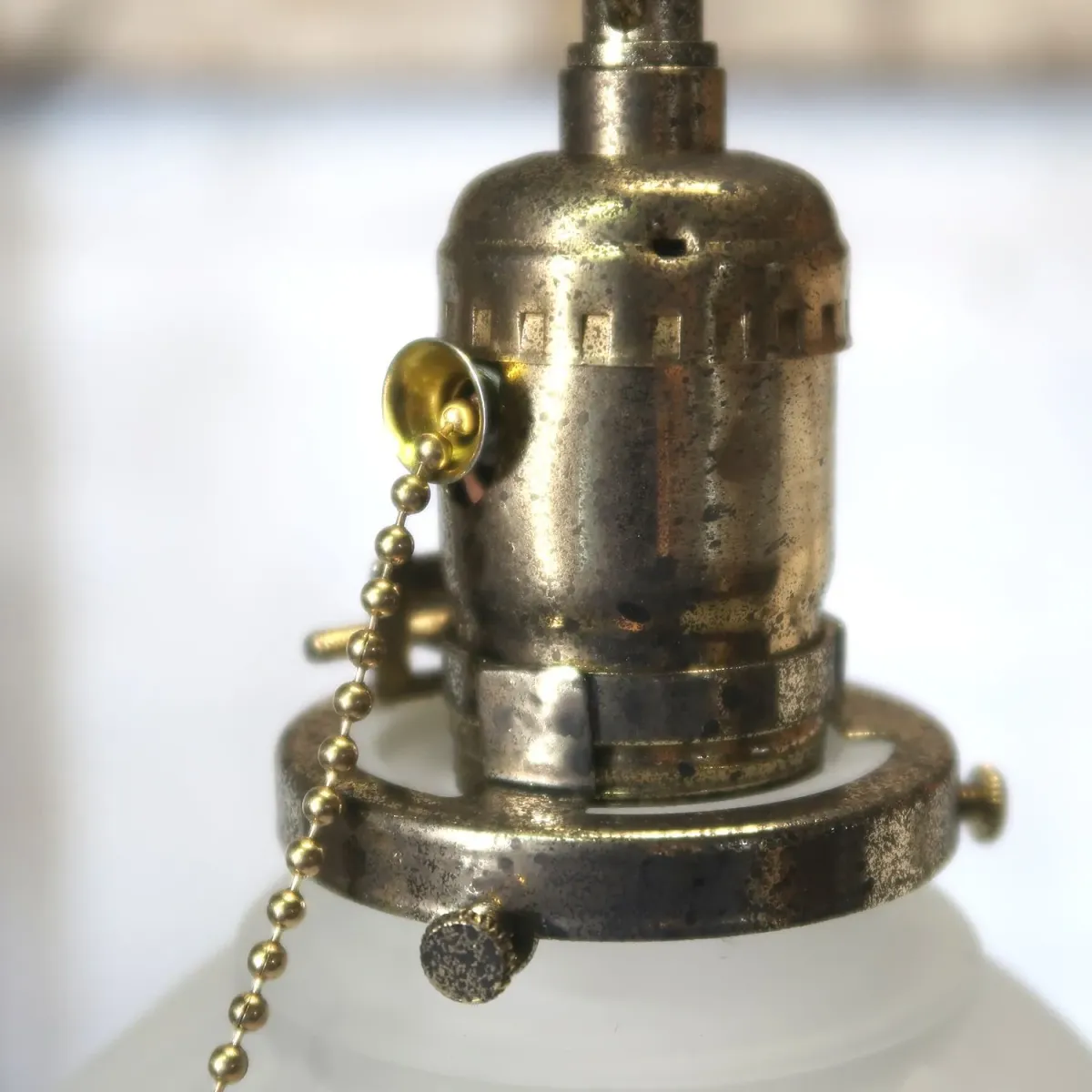 アンティーク フロストガラス ペンダントランプ