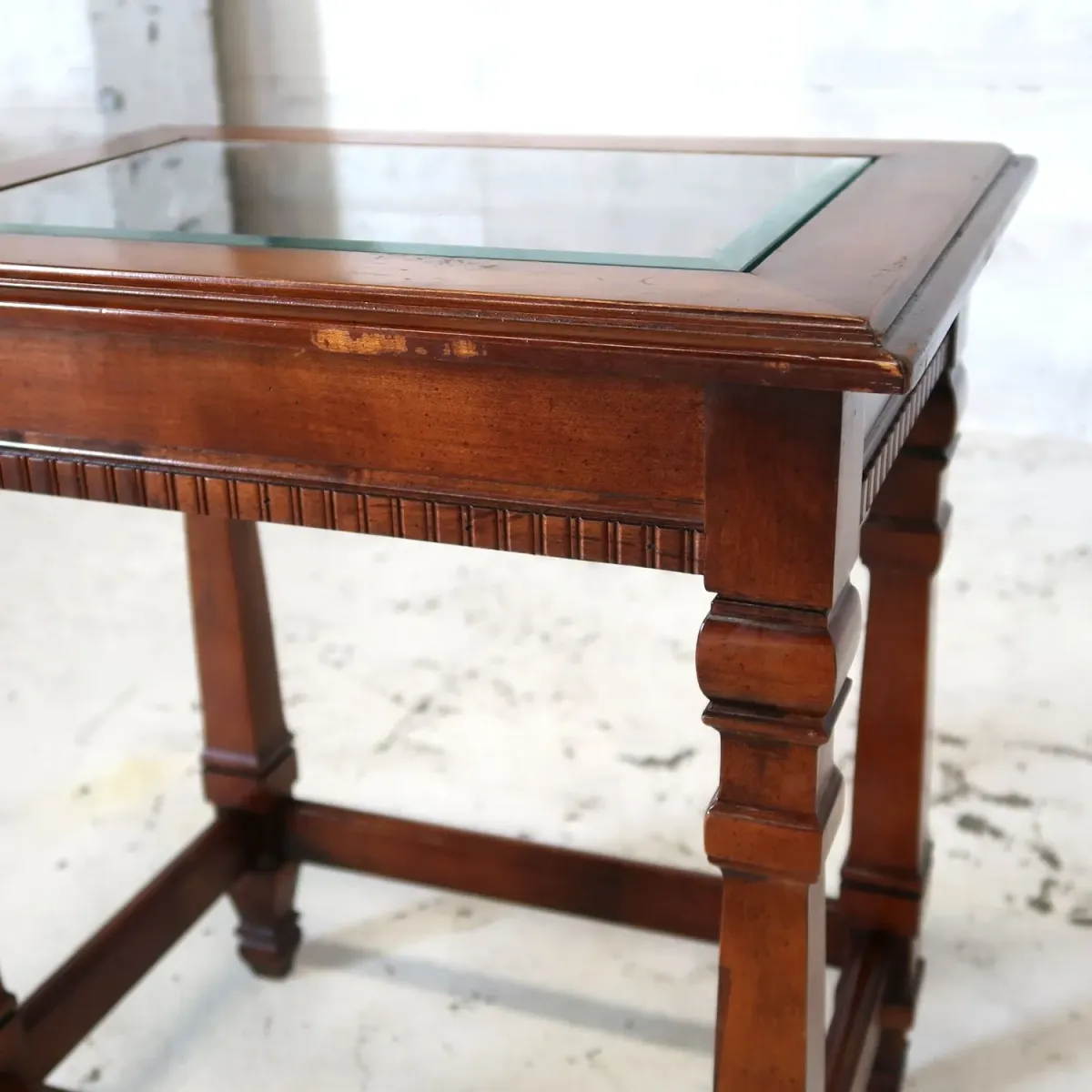 アンティーク ガラストップ サイドテーブル