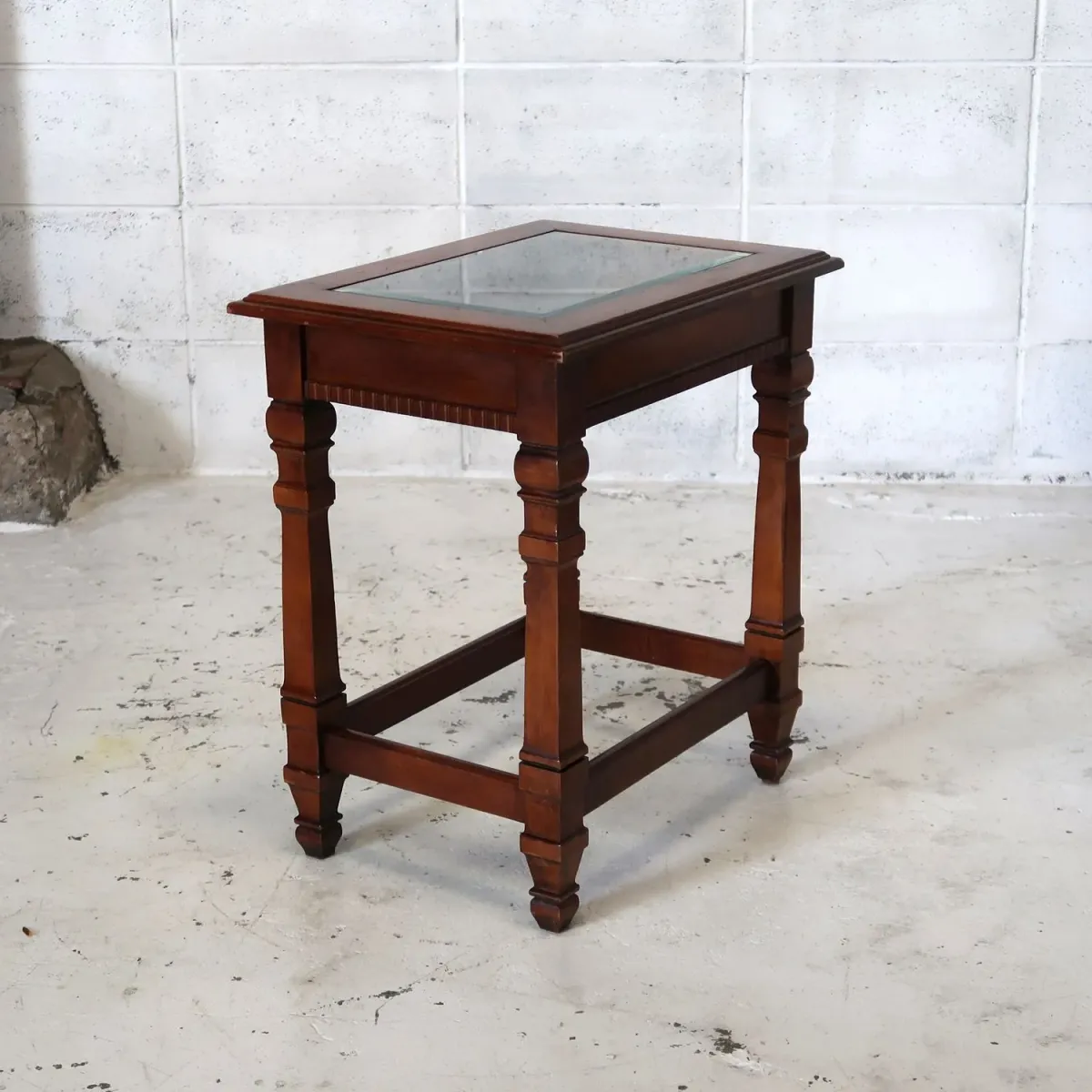 アンティーク ガラストップ サイドテーブル