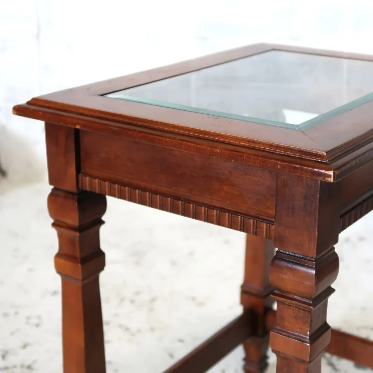 アンティーク ガラストップ サイドテーブル