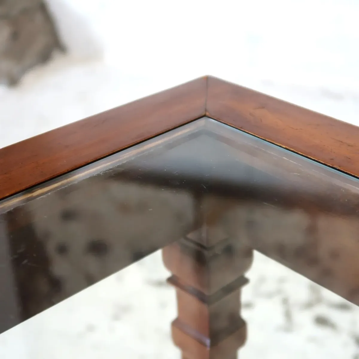 アンティーク ガラストップ サイドテーブル