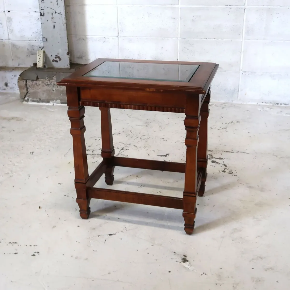 アンティーク ガラストップ サイドテーブル