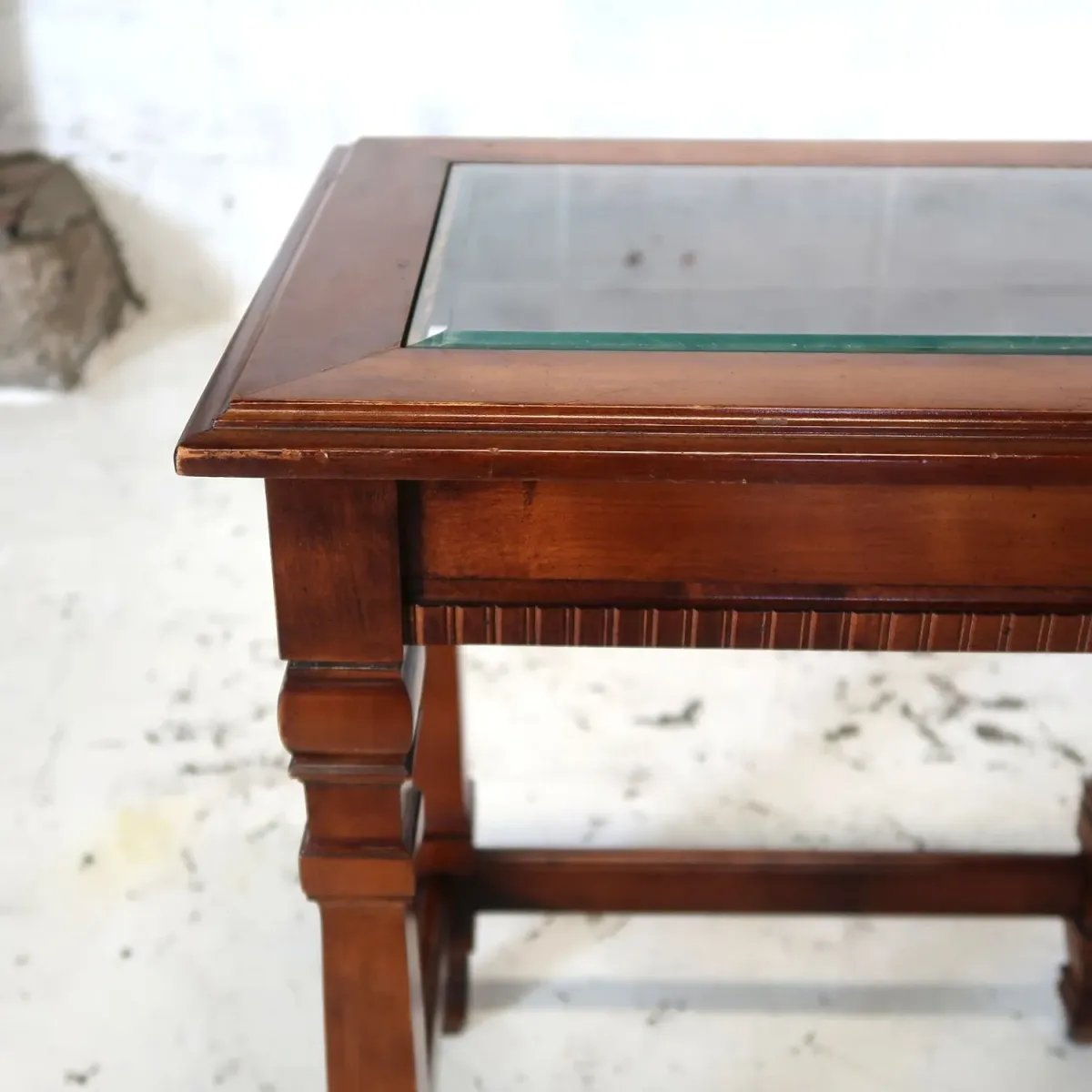 アンティーク ガラストップ サイドテーブル