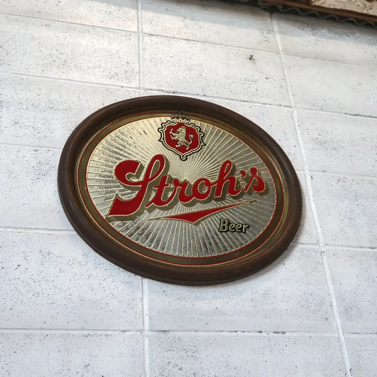 Stroh's ビンテージ パブミラー