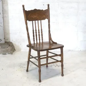 アンティーク ウッド ハイバックチェア