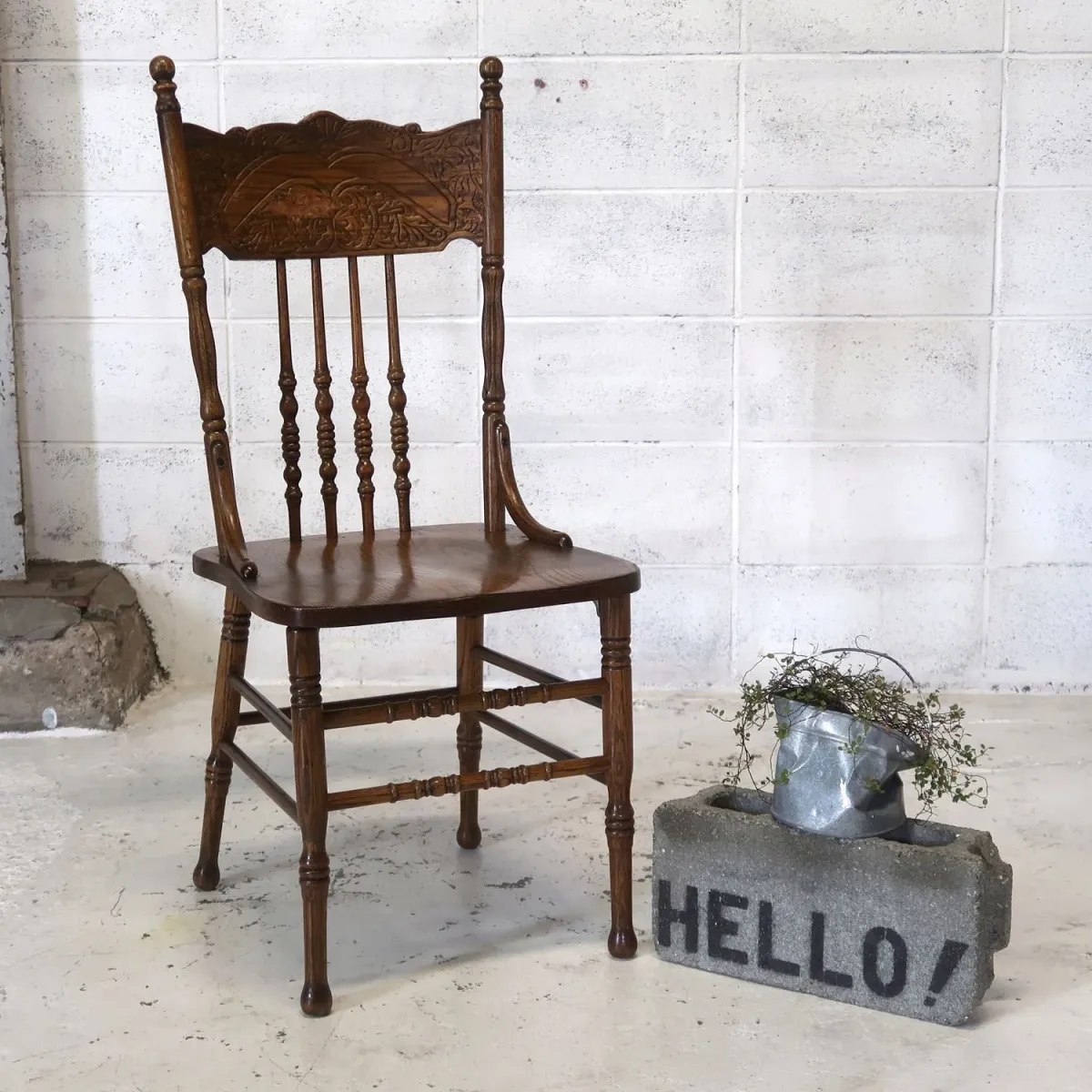 アンティーク ウッド ハイバックチェア