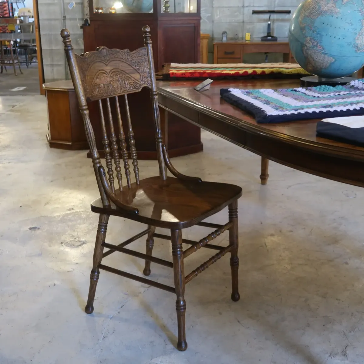 アンティーク ウッド ハイバックチェア