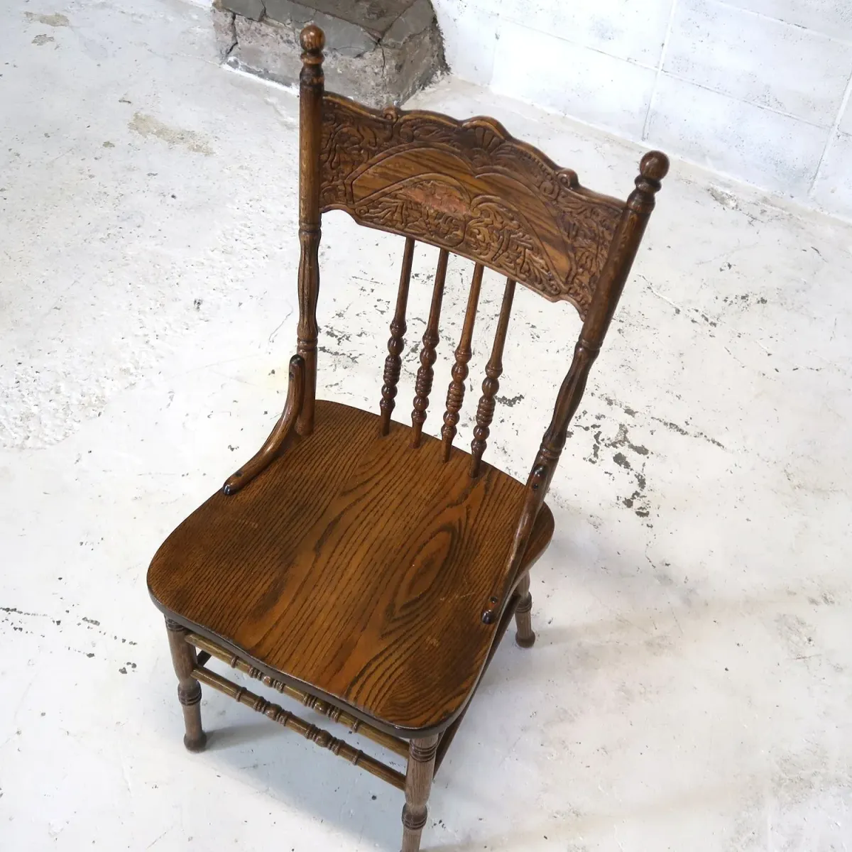 アンティーク ウッド ハイバックチェア