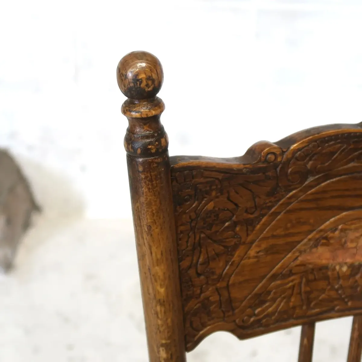 アンティーク ウッド ハイバックチェア