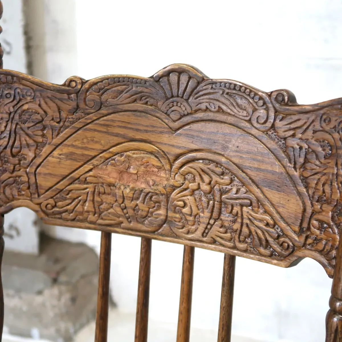 アンティーク ウッド ハイバックチェア