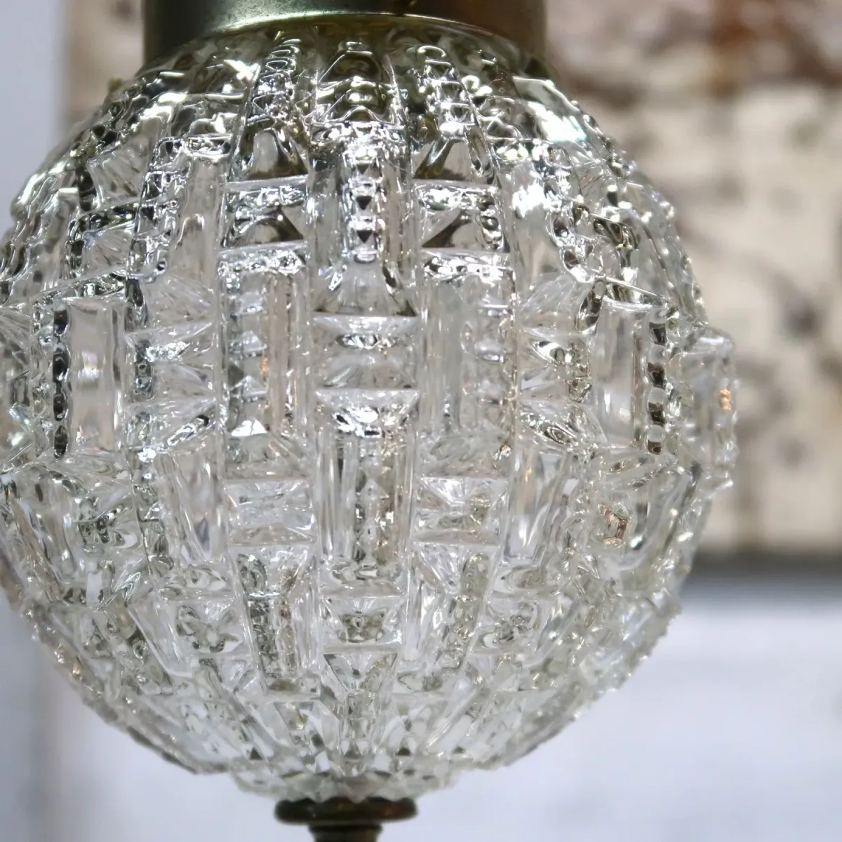 アンティーク カットガラスランプ クリアガラス