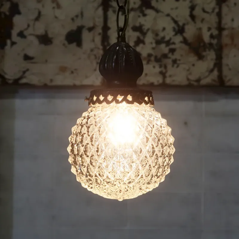 アンティーク カットガラスランプ クリアガラス