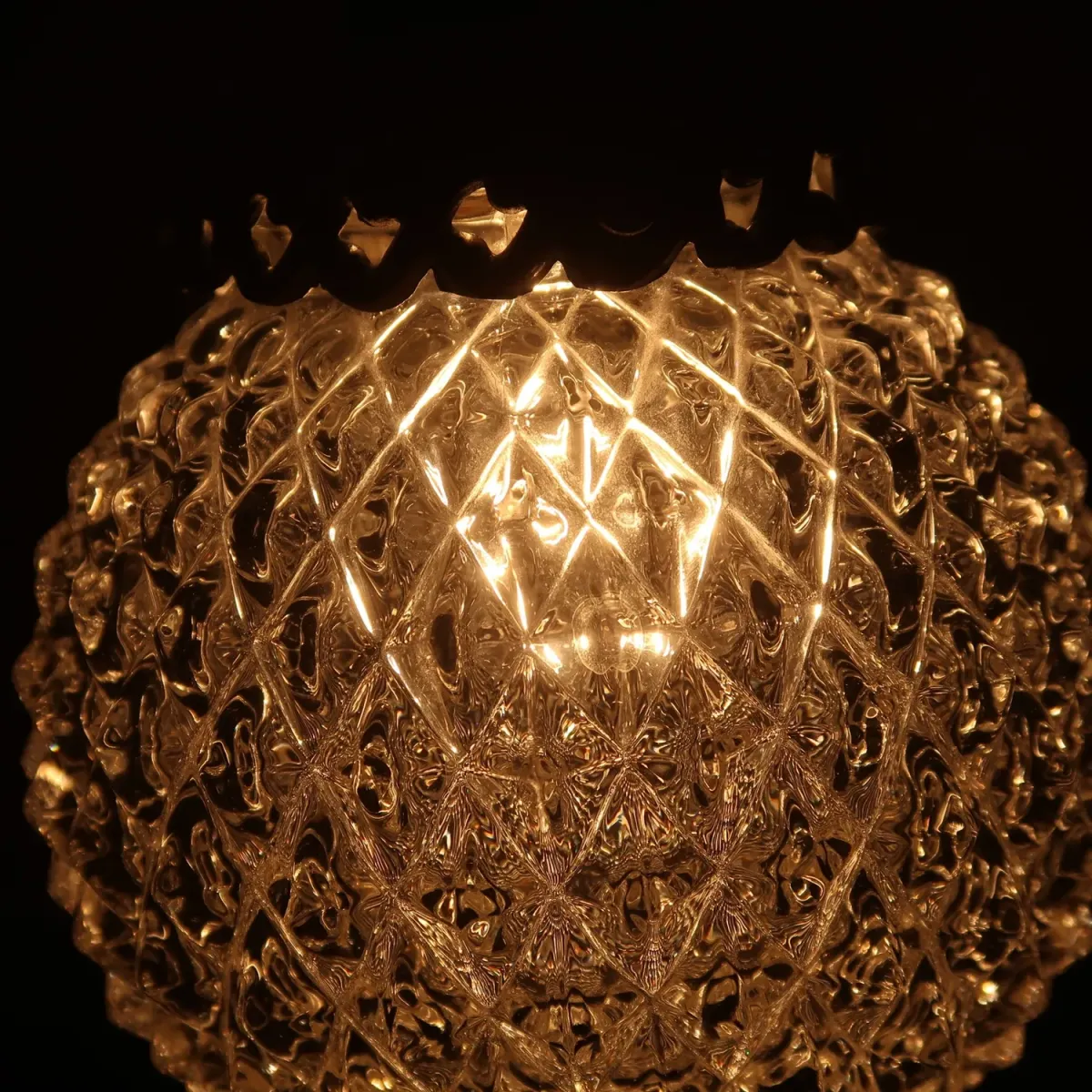 アンティーク カットガラスランプ クリアガラス