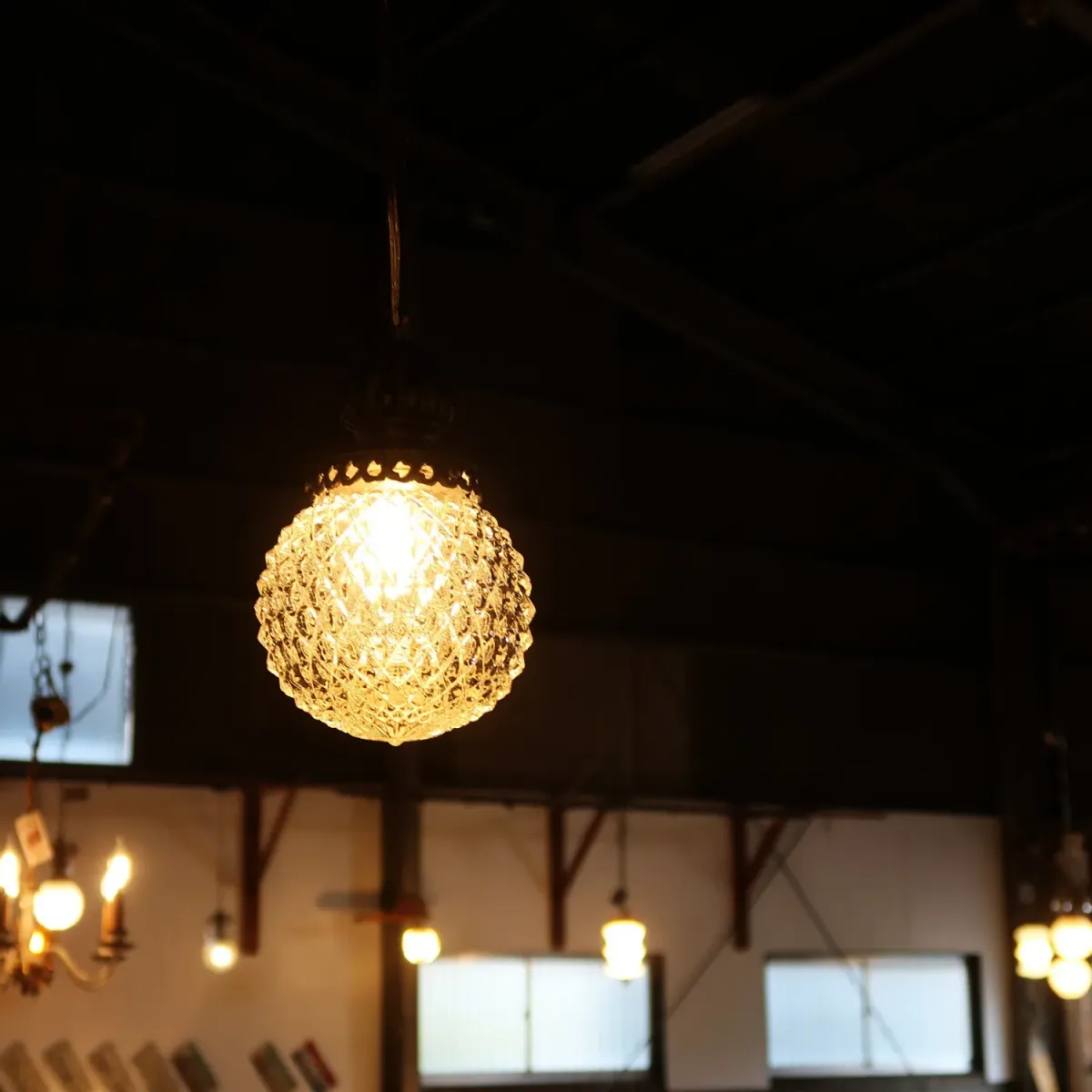 アンティーク カットガラスランプ クリアガラス