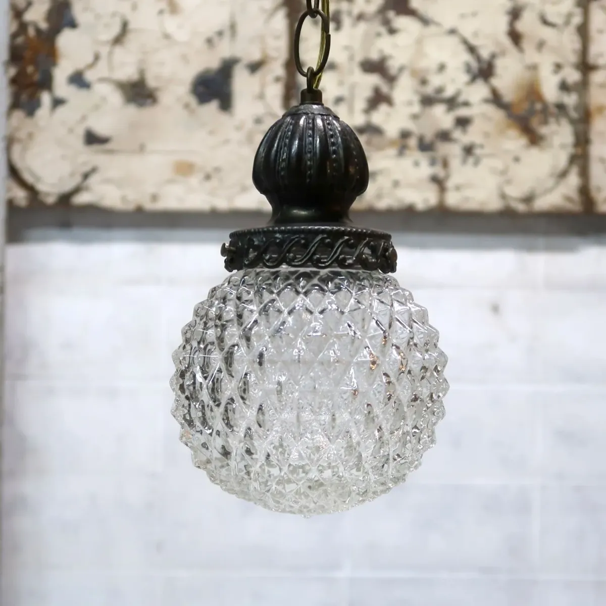 アンティーク カットガラスランプ クリアガラス