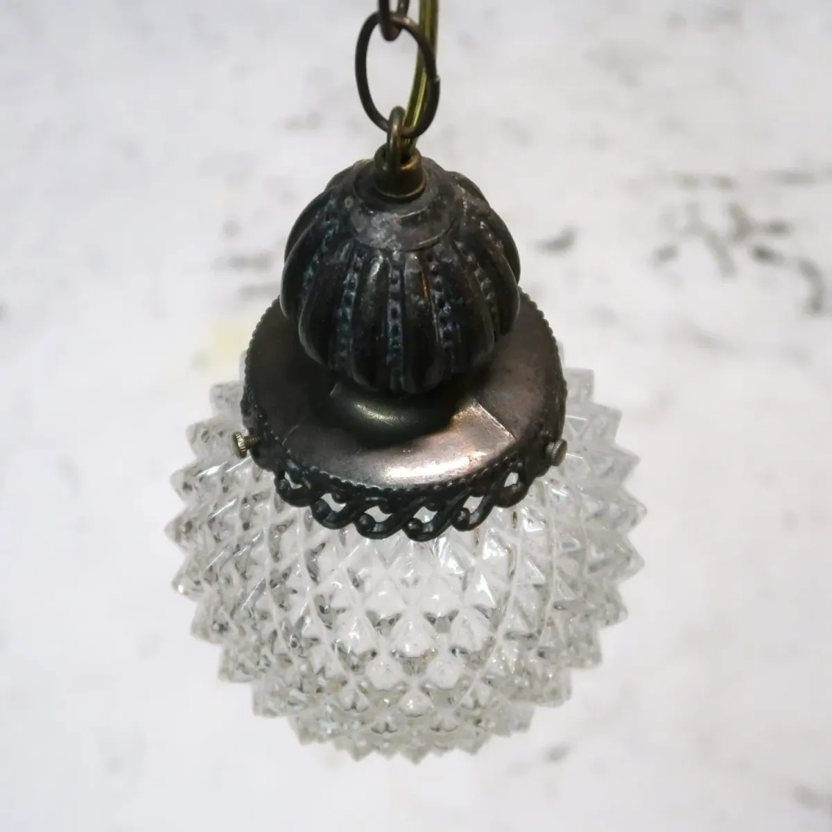 アンティーク カットガラスランプ クリアガラス