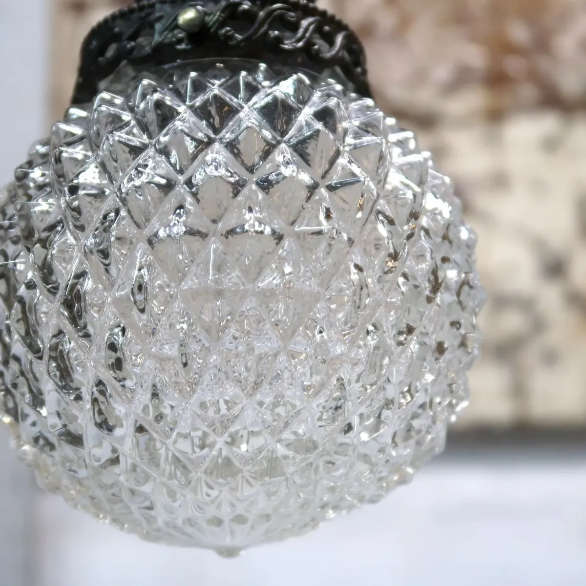 アンティーク カットガラスランプ クリアガラス