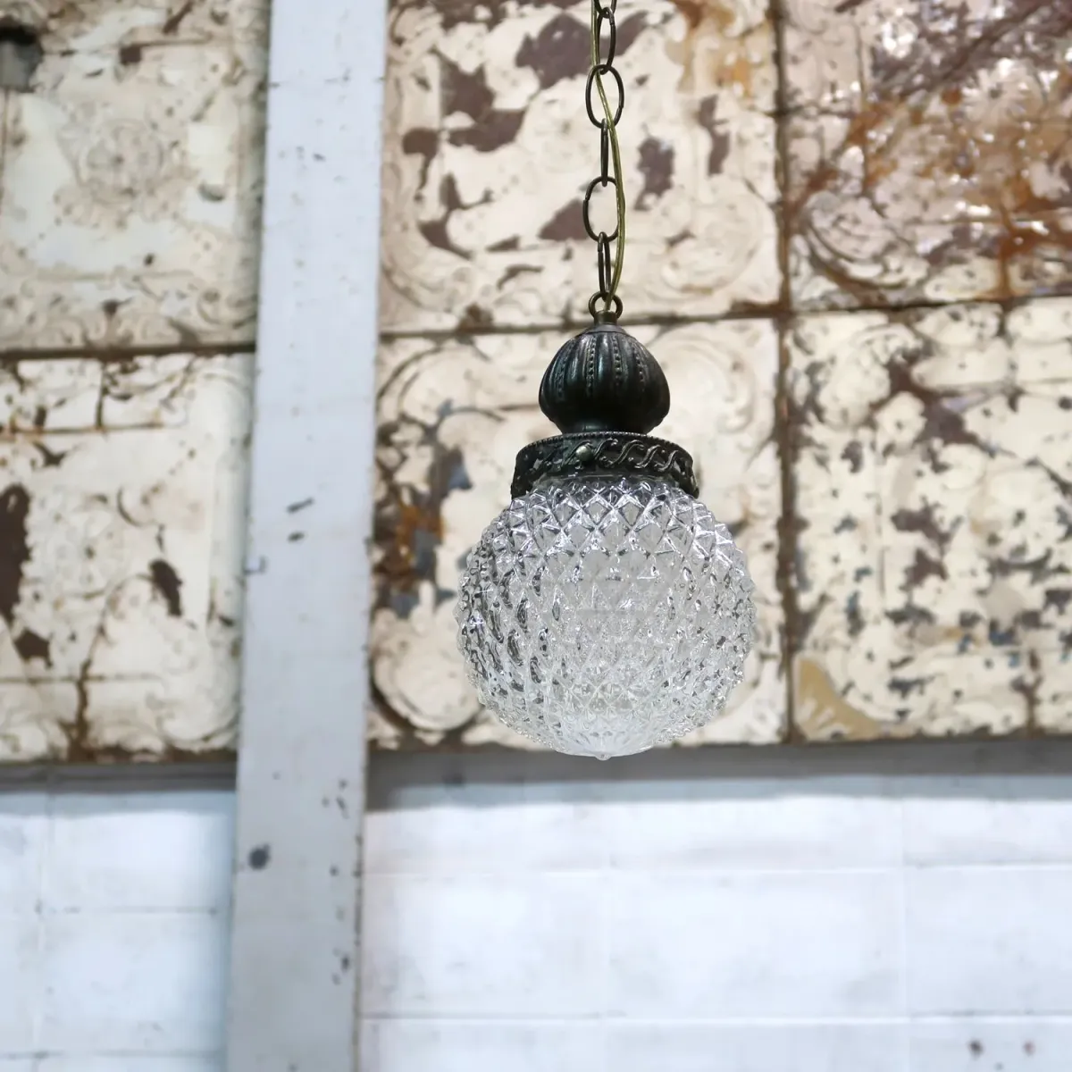 アンティーク カットガラスランプ クリアガラス