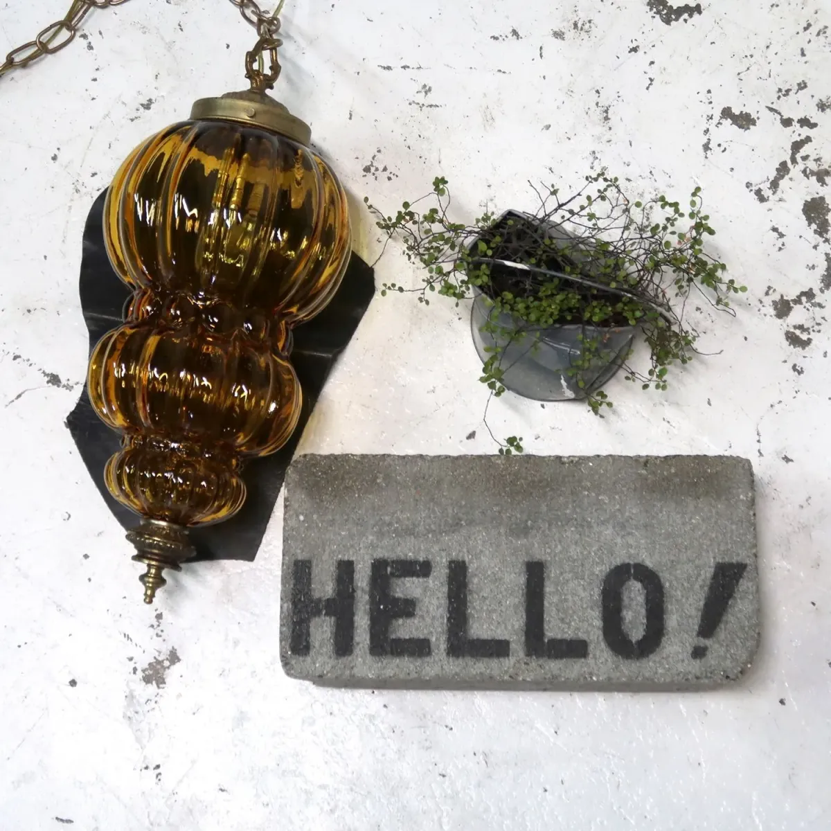 アンティーク アンバーガラス ペンダントランプ