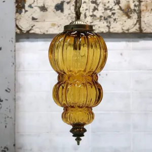 アンティーク アンバーガラス ペンダントランプ