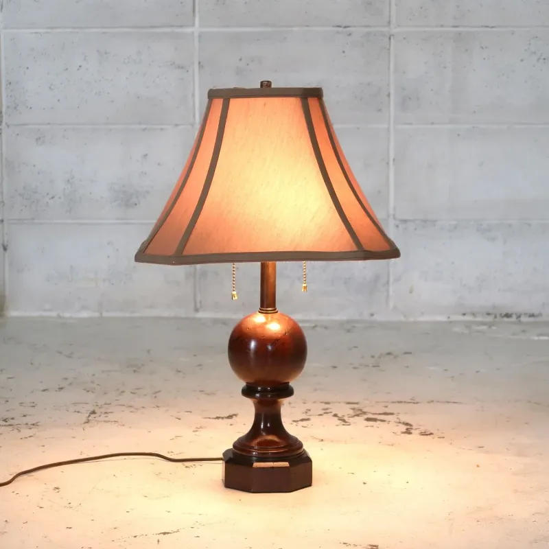 アンティーク ウッドベース テーブルランプ 2灯