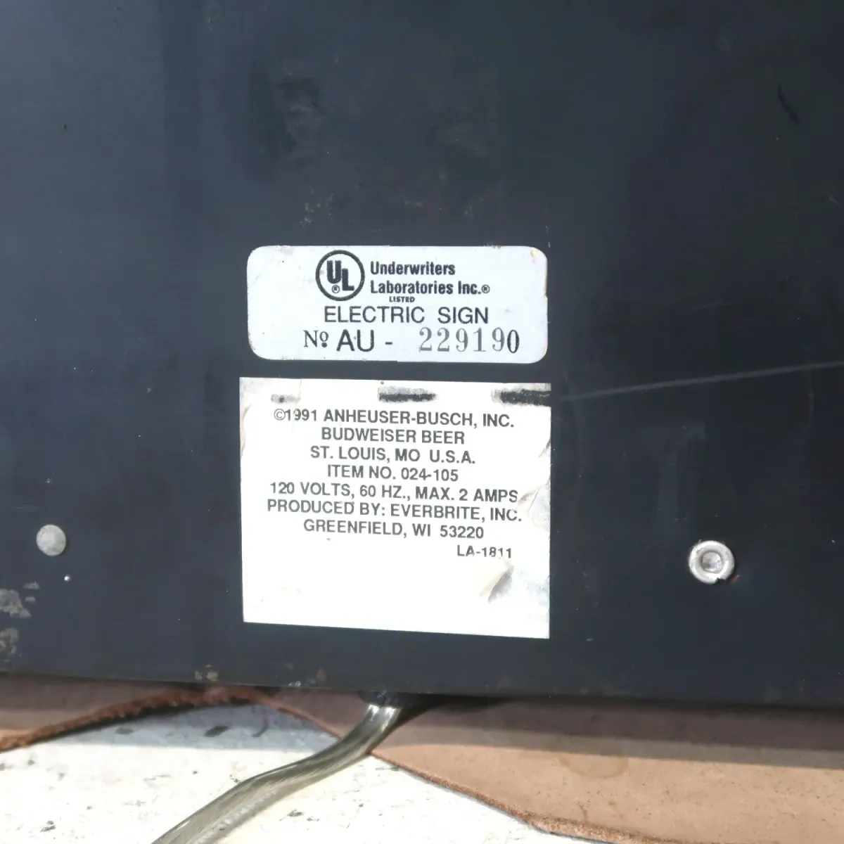 Budweiser ビンテージ ライトサイン