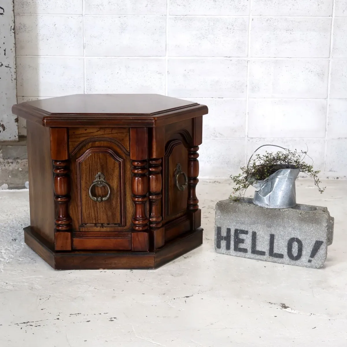 アンティーク サイドテーブル 六角形