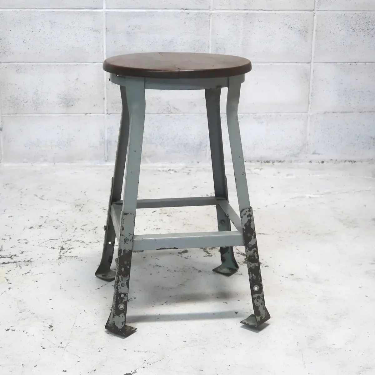 ビンテージ ウッド×メタル スツール