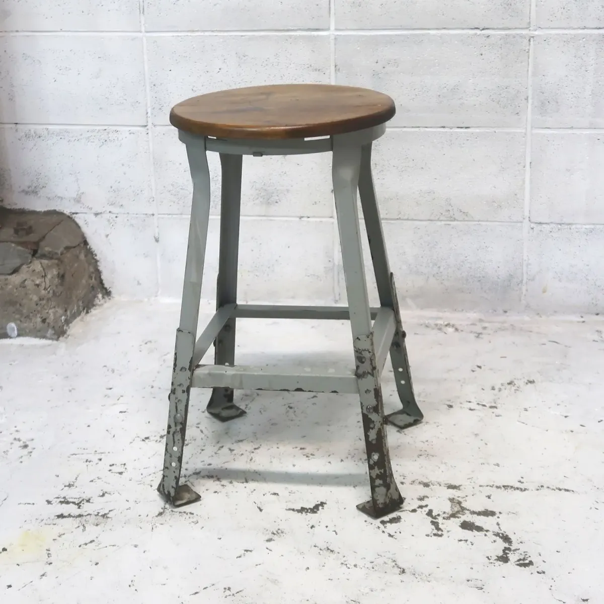 ビンテージ ウッド×メタル スツール