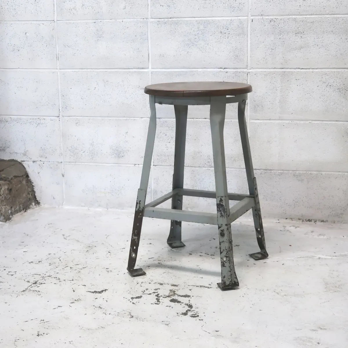 ビンテージ ウッド×メタル スツール